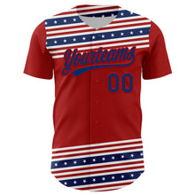 Charger l&#39;image dans la galerie, Custom Red US Navy Blue 3D American Flag And Star Authentic Baseball Jersey
