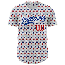 Загрузить изображение в средство просмотра галереи, Custom White Red-Royal 3D Pattern Design Star Authentic Baseball Jersey
