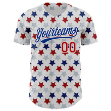 Загрузить изображение в средство просмотра галереи, Custom White Red-Royal 3D Pattern Design Star Authentic Baseball Jersey
