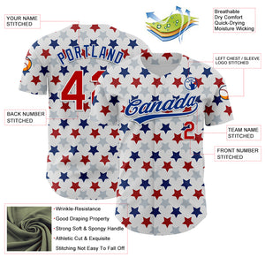 Custom White Red-Royal 3D Pattern Design Star Authentic Baseball Jersey