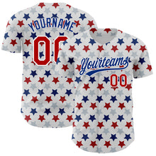 Загрузить изображение в средство просмотра галереи, Custom White Red-Royal 3D Pattern Design Star Authentic Baseball Jersey
