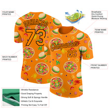 Загрузить изображение в средство просмотра галереи, Custom Bay Orange Black 3D Pattern Design Food Pizza And Burger Performance T-Shirt
