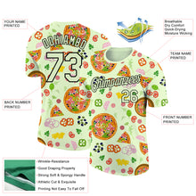 Laden Sie das Bild in den Galerie-Viewer, Custom Pea Green Black 3D Pattern Design Food Pizza Performance T-Shirt
