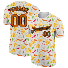 Загрузить изображение в средство просмотра галереи, Custom Light Gray Texas Orange-Black 3D Pattern Design Food Pizza Performance T-Shirt
