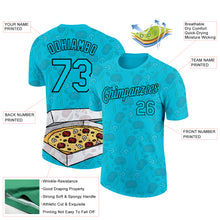 Laden Sie das Bild in den Galerie-Viewer, Custom Lakes Blue Black 3D Pattern Design Food Pizza Performance T-Shirt
