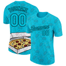 Загрузить изображение в средство просмотра галереи, Custom Lakes Blue Black 3D Pattern Design Food Pizza Performance T-Shirt
