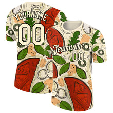 Загрузить изображение в средство просмотра галереи, Custom City Cream Black 3D Pattern Design Food Pizza Performance T-Shirt
