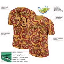 Load image into Gallery viewer, Custom Old Gold Black 3D Pattern Design Food Pizza Performance T-Shirt
