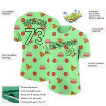 Charger l&#39;image dans la galerie, Custom Pea Green Black 3D Pattern Design Food Pizza And Burger Performance T-Shirt
