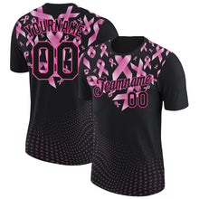 Charger l&#39;image dans la galerie, Custom Black Pink 3D Pink Ribbon Breast Cancer Heart Performance T-Shirt
