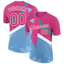 Загрузить изображение в средство просмотра галереи, Custom Hot Pink Light Blue-White 3D Pink Ribbon Breast Cancer Performance T-Shirt
