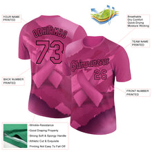 Загрузить изображение в средство просмотра галереи, Custom Hot Pink Black 3D Pink Ribbon Breast Cancer Performance T-Shirt
