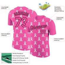 Загрузить изображение в средство просмотра галереи, Custom Pink Black 3D Pink Ribbon Breast Cancer Performance T-Shirt
