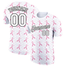 Загрузить изображение в средство просмотра галереи, Custom White Black 3D Pink Ribbon Breast Cancer Performance T-Shirt
