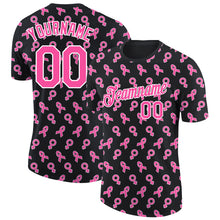 Загрузить изображение в средство просмотра галереи, Custom Black Pink-White 3D Pink Ribbon Breast Cancer Performance T-Shirt
