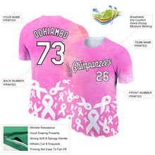 Laden Sie das Bild in den Galerie-Viewer, Custom Pink White-Black 3D Pink Ribbon Breast Cancer Performance T-Shirt
