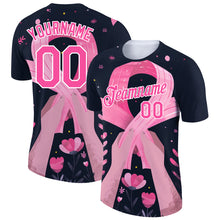 Загрузить изображение в средство просмотра галереи, Custom Black Pink-White 3D Pink Ribbon Breast Cancer Performance T-Shirt
