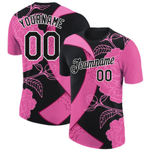 Charger l&#39;image dans la galerie, Custom Black Pink-White 3D Pink Ribbon Breast Cancer Performance T-Shirt
