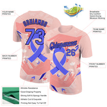 Charger l&#39;image dans la galerie, Custom Medium Pink Electric Blue-Black 3D Pattern Design World Cancer Day Performance T-Shirt
