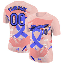 Загрузить изображение в средство просмотра галереи, Custom Medium Pink Electric Blue-Black 3D Pattern Design World Cancer Day Performance T-Shirt
