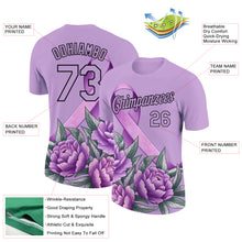 Загрузить изображение в средство просмотра галереи, Custom Medium Purple Black 3D Pattern Design World Cancer Day Performance T-Shirt
