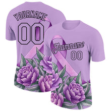 Загрузить изображение в средство просмотра галереи, Custom Medium Purple Black 3D Pattern Design World Cancer Day Performance T-Shirt
