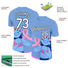 Laden Sie das Bild in den Galerie-Viewer, Custom Light Blue White-Black 3D Pink Ribbon Breast Cancer Performance T-Shirt
