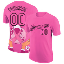 Charger l&#39;image dans la galerie, Custom Pink Black 3D Pink Ribbon Breast Cancer Performance T-Shirt
