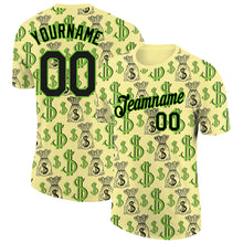 Charger l&#39;image dans la galerie, Custom Light Yellow Black-Aurora Green 3D Pattern Design Dollar Sign Money Theme Performance T-Shirt
