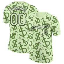 Laden Sie das Bild in den Galerie-Viewer, Custom Pea Green Black 3D Pattern Design Dollar Sign Money Theme Performance T-Shirt
