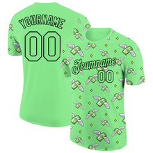 Load image into Gallery viewer, Custom Pea Green Black 3D Pattern Design Dollar Sign Money Theme Performance T-Shirt
