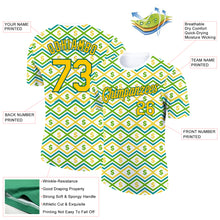 Charger l&#39;image dans la galerie, Custom White Yellow-Midnight Green 3D Pattern Design Dollar Sign Money Theme Performance T-Shirt
