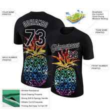 Загрузить изображение в средство просмотра галереи, Custom Black White 3D Pattern Design Hawaii Style Glitter Pineapple Performance T-Shirt
