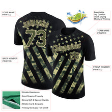 Загрузить изображение в средство просмотра галереи, Custom Black Olive-City Cream 3D American Flag Performance T-Shirt
