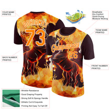 Charger l&#39;image dans la galerie, Custom Brown Bay Orange-White 3D Pattern Design Animal Horse In Flames Performance T-Shirt
