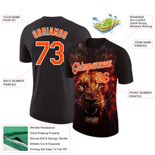 Charger l&#39;image dans la galerie, Custom Black Orange-White 3D Pattern Design Animal Lion Performance T-Shirt
