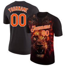 Charger l&#39;image dans la galerie, Custom Black Orange-White 3D Pattern Design Animal Lion Performance T-Shirt
