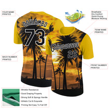 Charger l&#39;image dans la galerie, Custom Gold Black-White 3D Pattern Design Hawaii Palm Trees Performance T-Shirt
