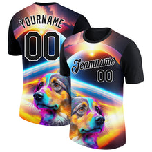 Charger l&#39;image dans la galerie, Custom Black White 3D Pattern Design Rave Animal Dog Performance T-Shirt
