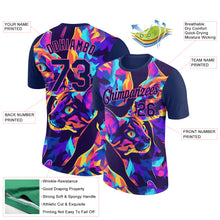 Загрузить изображение в средство просмотра галереи, Custom Navy Pink 3D Pattern Design Rave Animal Cat Performance T-Shirt
