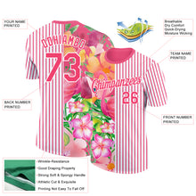 Charger l&#39;image dans la galerie, Custom Neon Pink White 3D Tropical Hawaii Palm Leaves And Flower Performance T-Shirt
