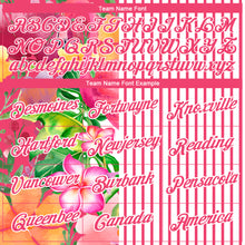 Charger l&#39;image dans la galerie, Custom Neon Pink White 3D Tropical Hawaii Palm Leaves And Flower Performance T-Shirt
