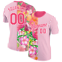 Charger l&#39;image dans la galerie, Custom Neon Pink White 3D Tropical Hawaii Palm Leaves And Flower Performance T-Shirt
