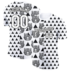 Custom White Black 3D Pattern Design Animal Bear Performance T-Shirt