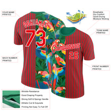 Charger l&#39;image dans la galerie, Custom Fire Red Kelly Green-White 3D Tropical Hawaii Palm Leaves And Animal Parrot Performance T-Shirt
