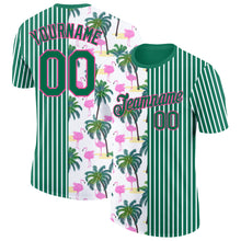 Charger l&#39;image dans la galerie, Custom Kelly Green Pink-White 3D Tropical Hawaii Palm Tree And Animal Flamingo Performance T-Shirt
