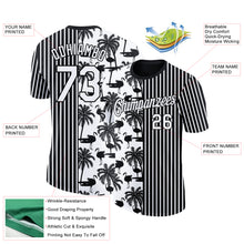 Load image into Gallery viewer, Custom Black White 3D Tropical Hawaii Palm Tree And Animal Flamingo Performance T-Shirt
