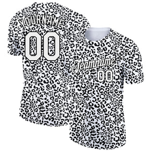 Custom White Black 3D Pattern Design Animal Print Performance T-Shirt