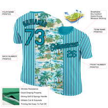 Laden Sie das Bild in den Galerie-Viewer, Custom Teal Black-White 3D Tropical Hawaii Beach And Palm Trees Performance T-Shirt
