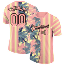 Charger l&#39;image dans la galerie, Custom Medium Pink Light Yellow-Black 3D Tropical Hawaii Trees Performance T-Shirt
